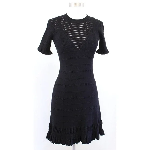 faux fur knit dress CELINE SWEATER MIDI DRESS WITH FUR TRIM main image 1